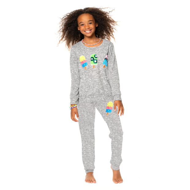Girl's (8-14) Hacchi Sweatshirt with Sequin Popsicle patches