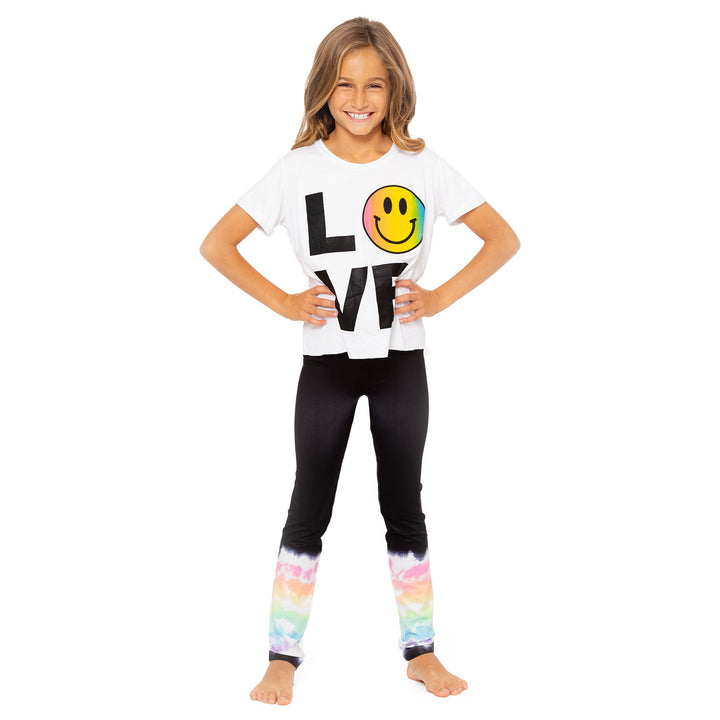 Girls (8-14) Short Sleeve T-Shirt with LOVE Ombre Happy Faces