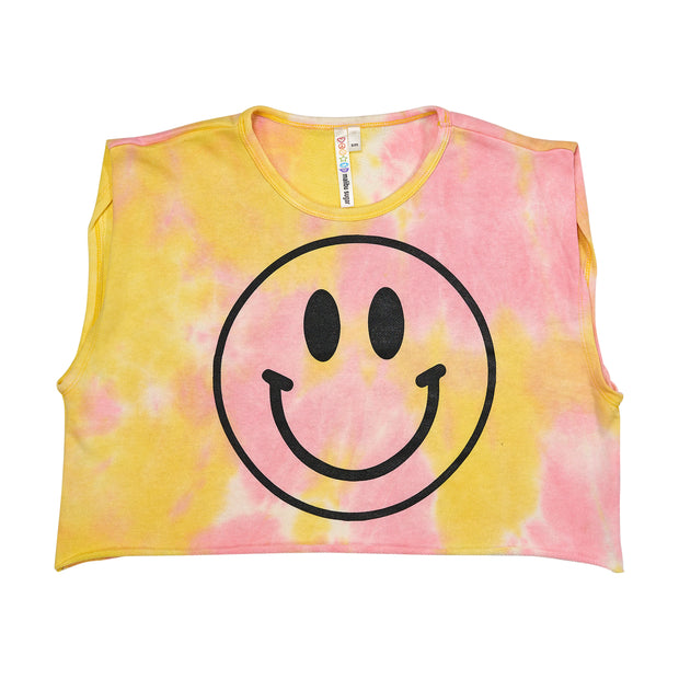 Girl's (8-14) Tie Dye SL Top with Happy Face