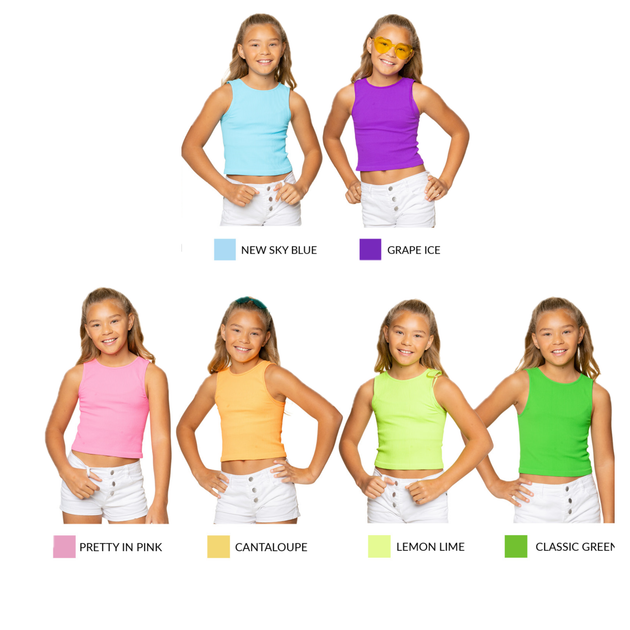 7-Pack Fitted Strappy Tank Top for Girls