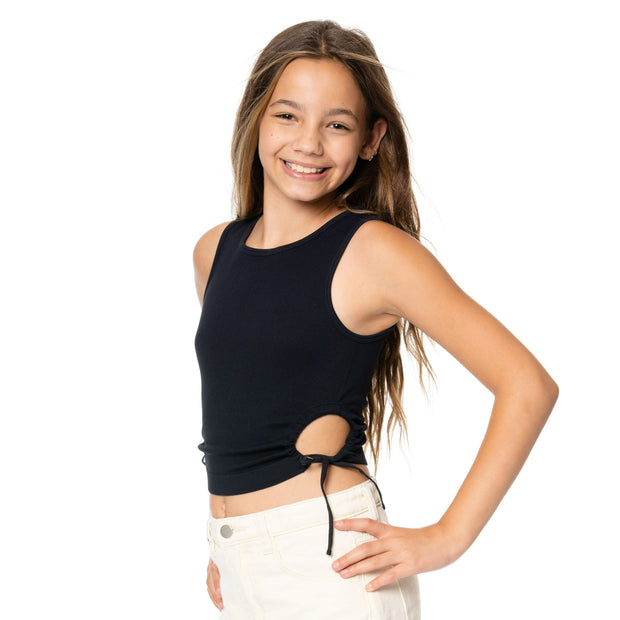 Girl's (8-12) Sleeveless Top with Side Rouching