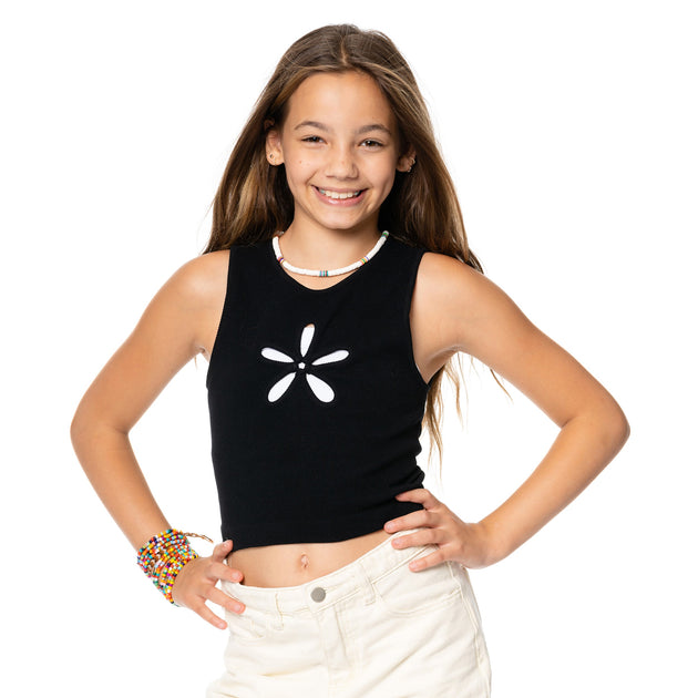 Girl's (8-12) Sleeveless Top with Flower Cut Out – Malibu Sugar