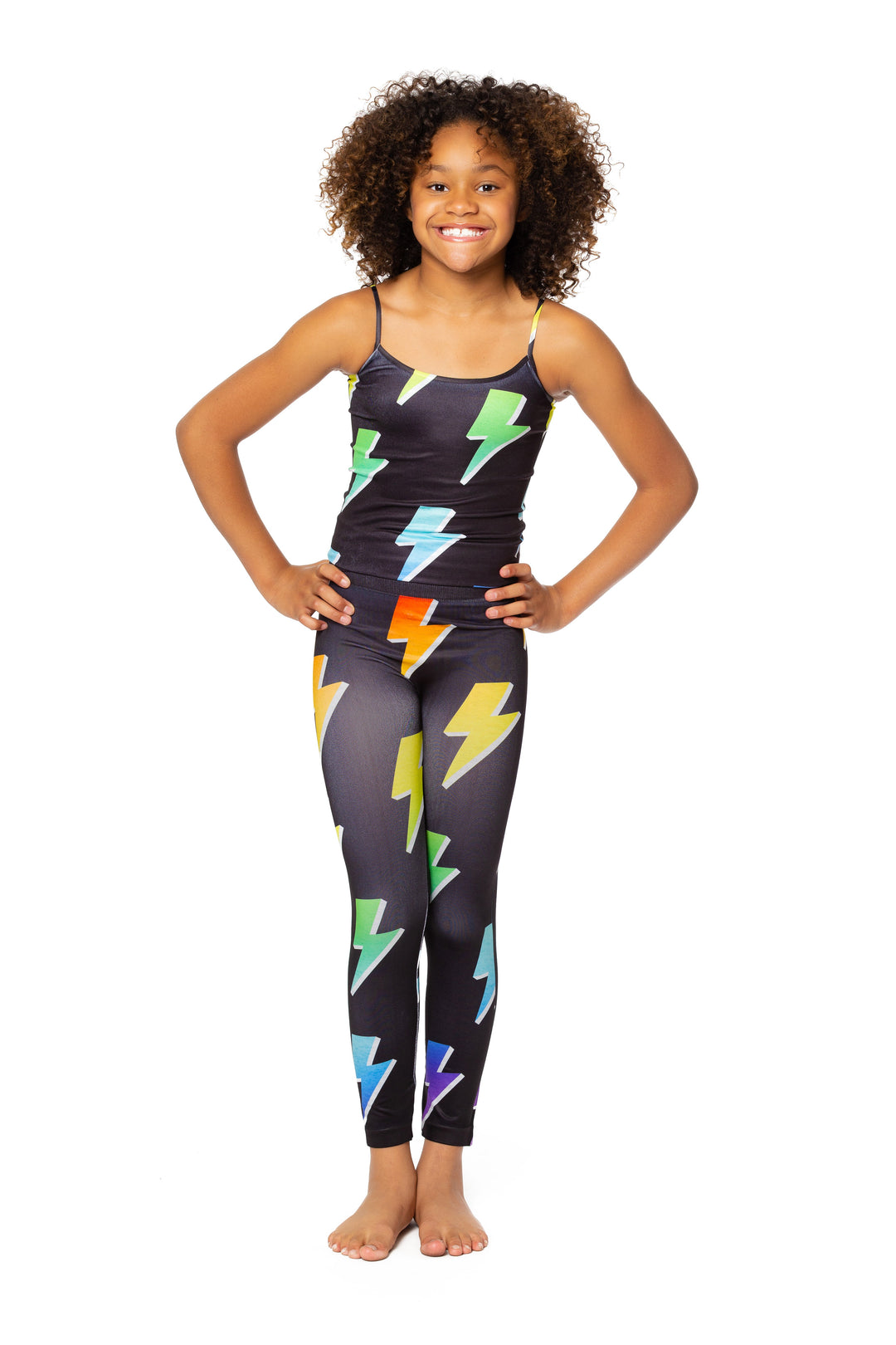 Little Girls (4-7) Ombre Lightning Bolt Print Full Cami