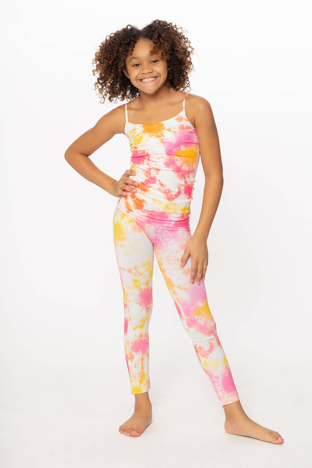 Little Girl's (4-7) Pink Orange Yellow Tie Dye Print Little Girls Leggings