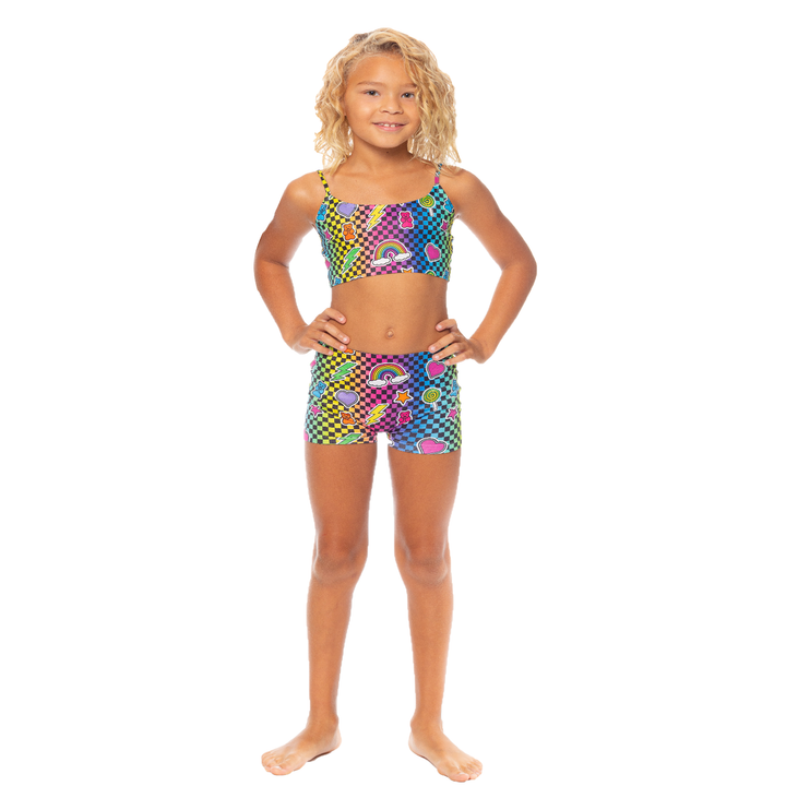 Girl's (10-14) Rainbow Checkered Bandeau Bra Cami