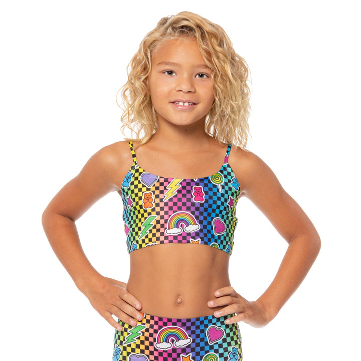 Girl's (10-14) Rainbow Checkered Bandeau Bra Cami