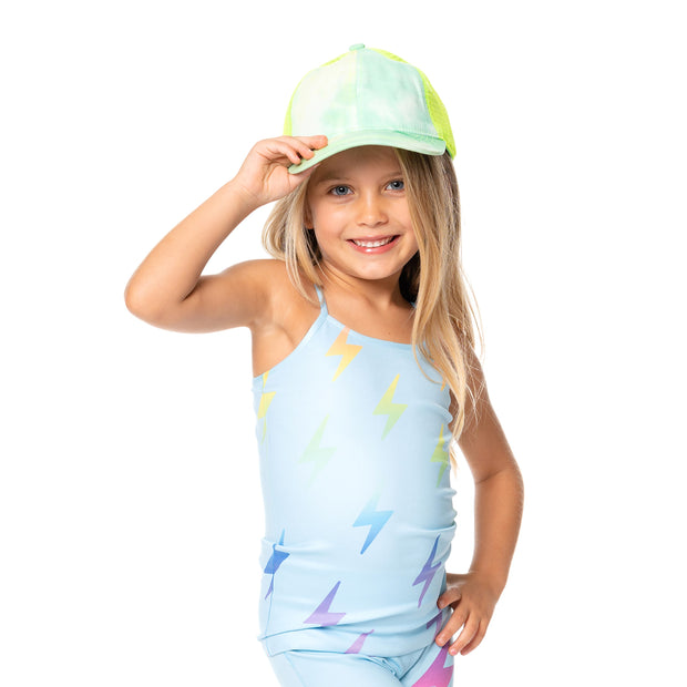 Little Girl's (4-6x) Light Blue Background with Rainbow Ombre Lightning Bolts Full Cami
