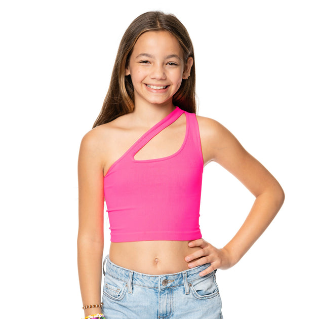 Girl's (8-12) One Shoulder Crop Tank Top – Malibu Sugar
