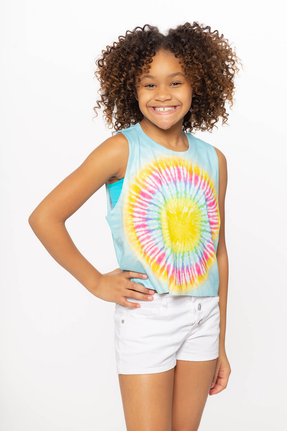 Girl's (8-12) Tie Dye Burst Print Sleeveless Top