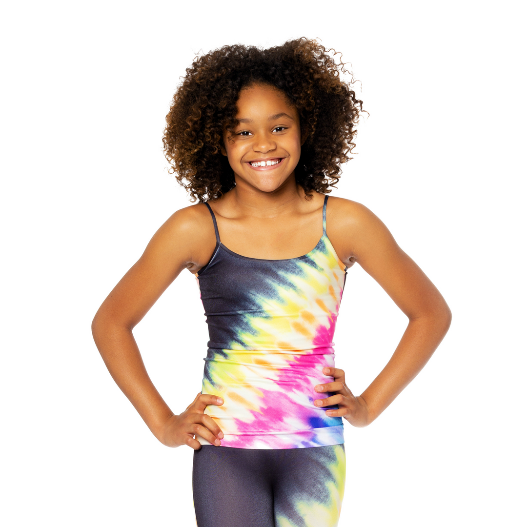 Girl's (7-10) Diagonal Tie Dye Print Full Cami