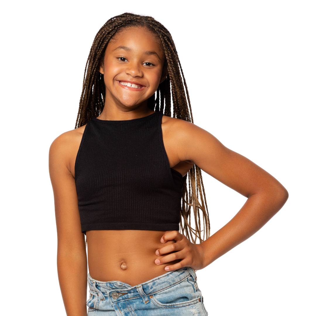 Girl's (8-12) Sleeveless Ribbed Crop Top