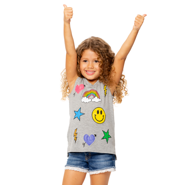 Little Girls (4-6x) Sleeveless Tee with Scattered Icons screen