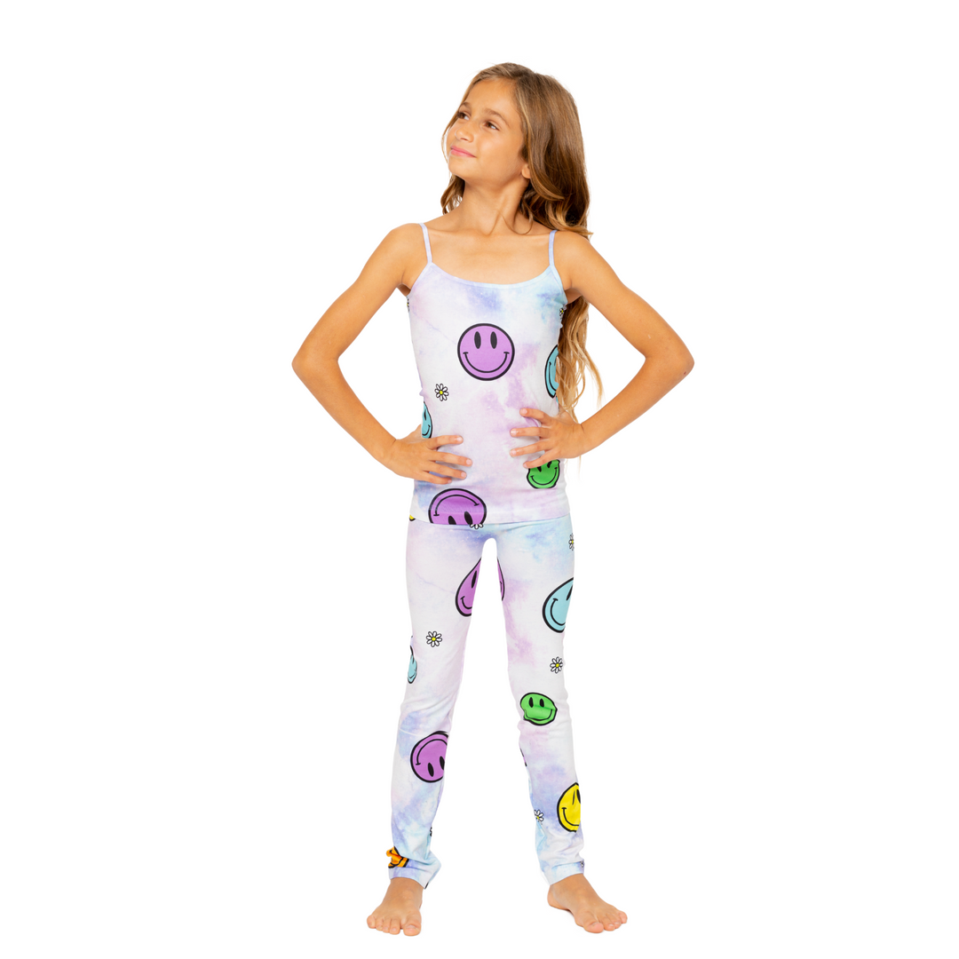 Girls (7-10) Keep Smiling Tie Dye Leggings