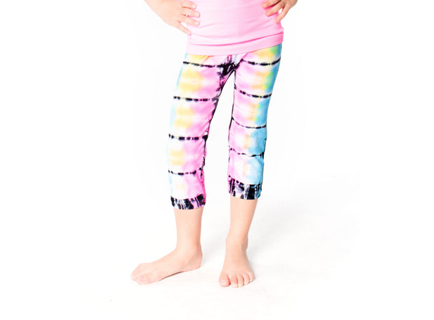Malibu Sugar Tie Dye  Leggings for Little Girls Model