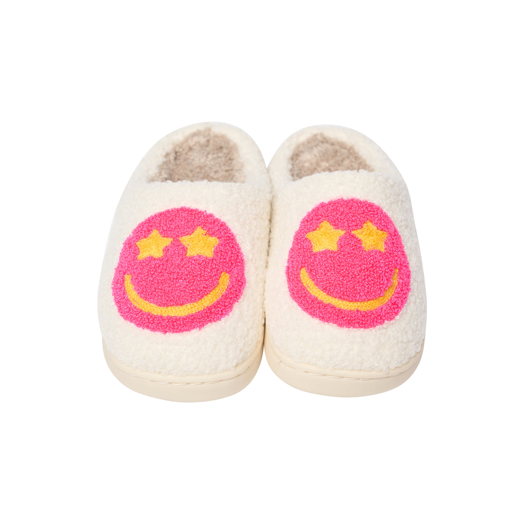 Kids Plush Slippers with a Happy Face and Star Eyes