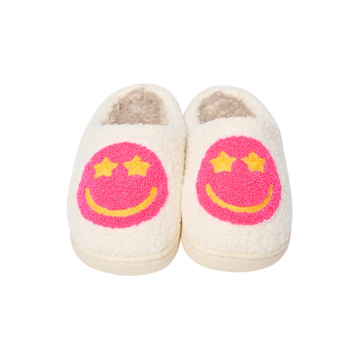 Kids Plush Slippers with a Happy Face and Star Eyes
