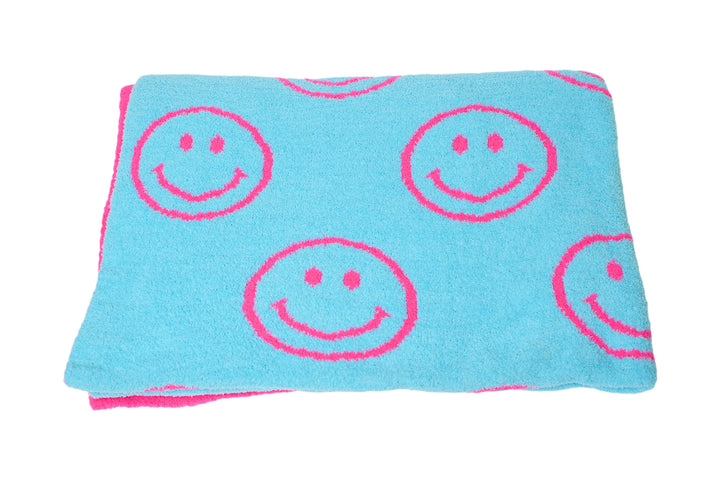 Malibu Sugars' Two Tone Happy Face Reversible Blanket