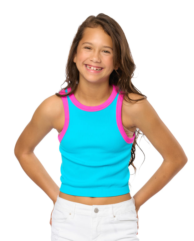 Girl's (10-14) Contrast Trim Sleeveless Top