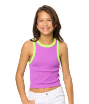 Girl's (10-14) Contrast Trim Sleeveless Top