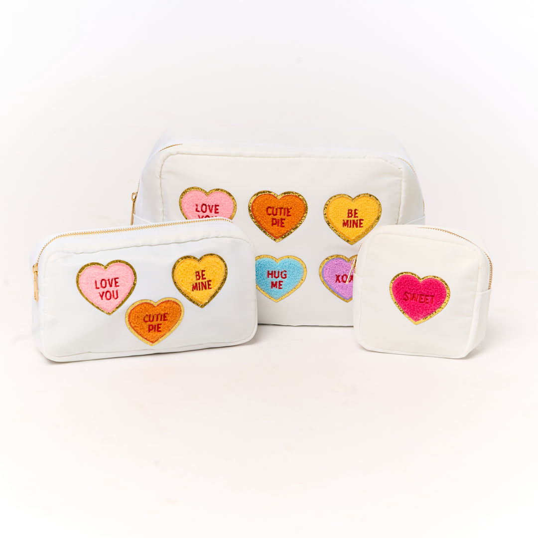 Nylon Pouches with Heart Conversation Patches Collection