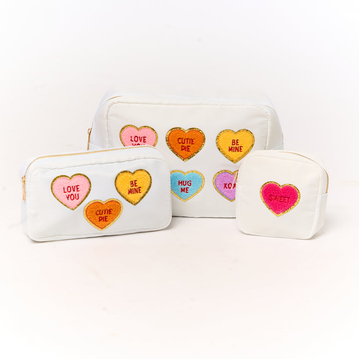 Nylon Pouches with Heart Conversation Patches Collection