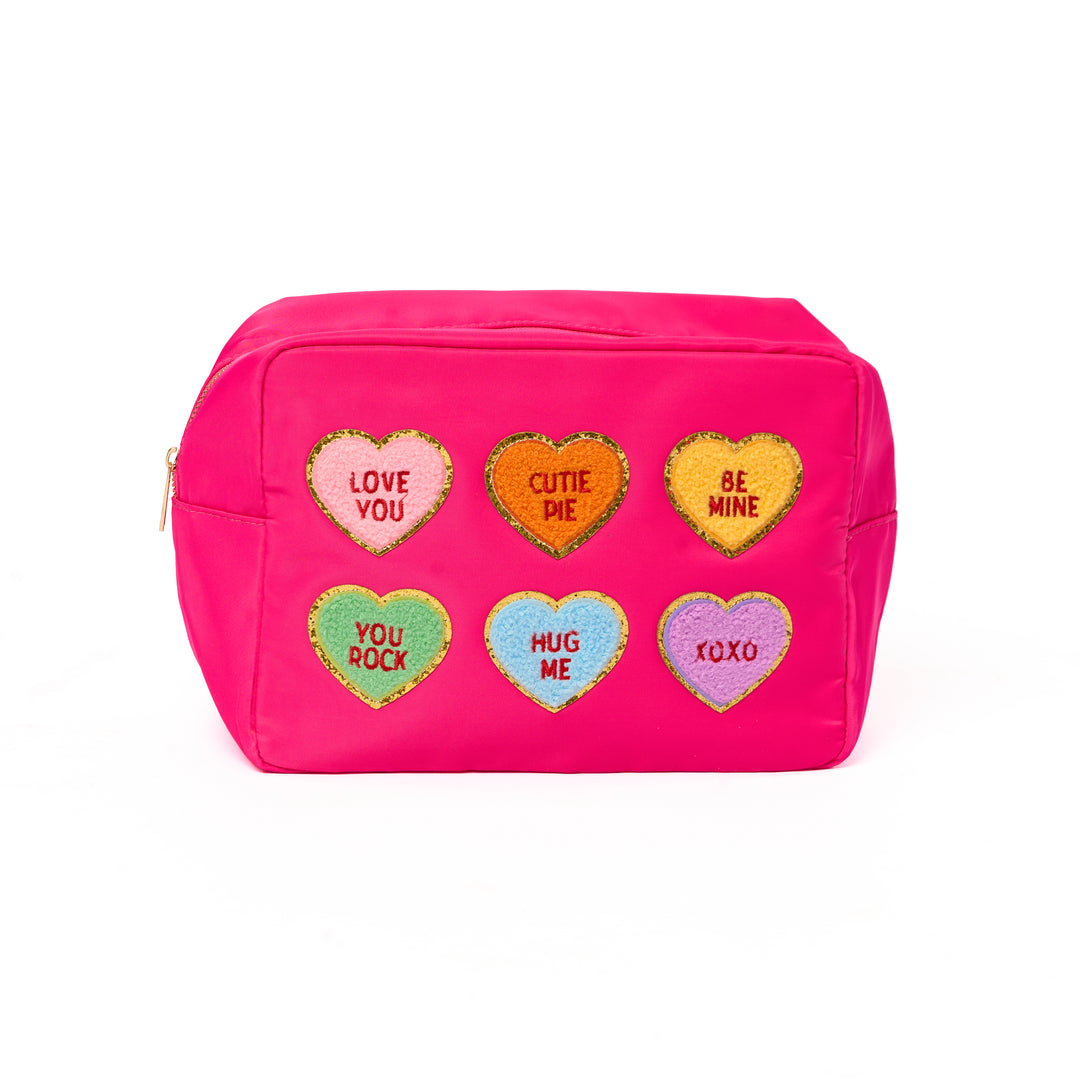 Nylon Pouches with Heart Conversation Patches Collection