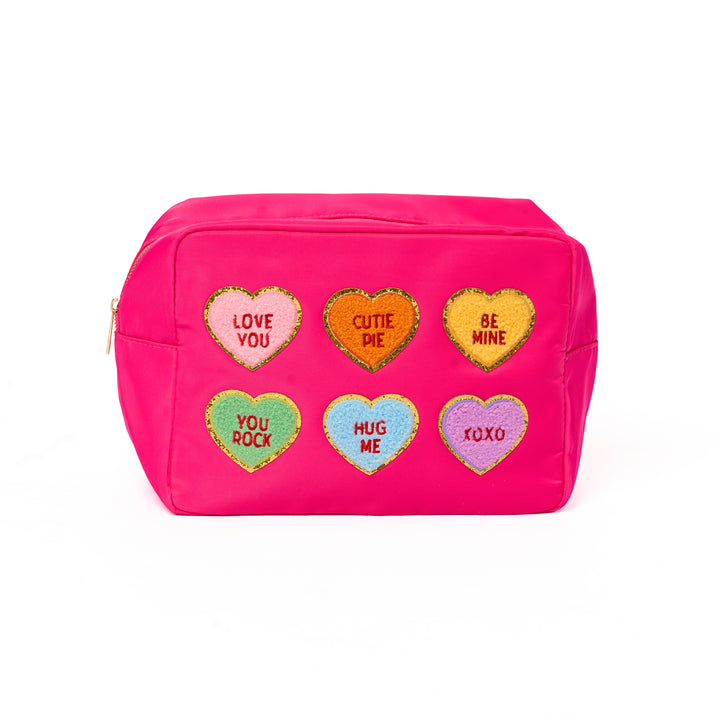 Nylon Pouches with Heart Conversation Patches Collection