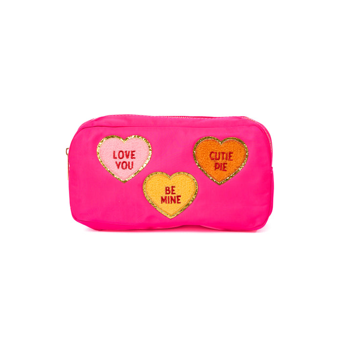Nylon Pouches with Heart Conversation Patches Collection