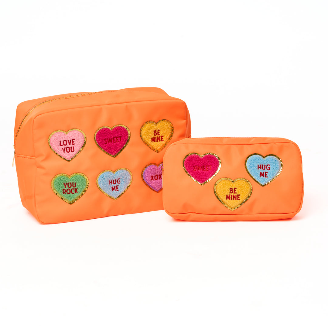 Nylon Pouches with Heart Conversation Patches Collection