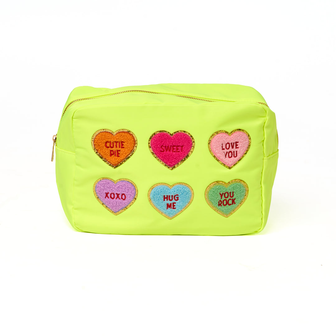 Nylon Pouches with Heart Conversation Patches Collection