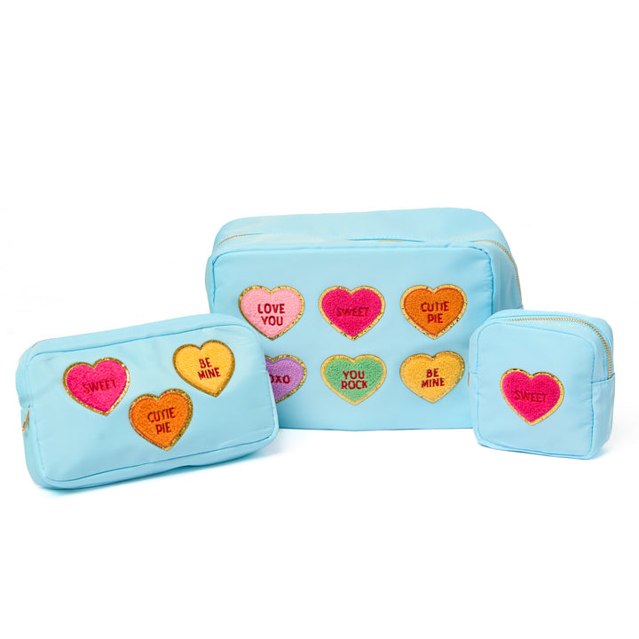 Nylon Pouches with Heart Conversation Patches Collection