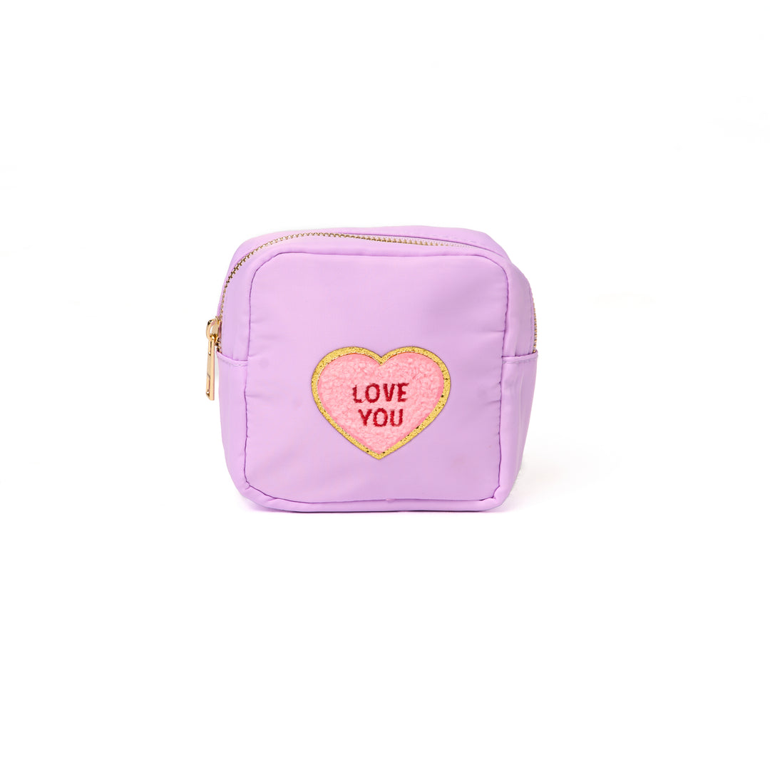 Nylon Pouches with Heart Conversation Patches Collection