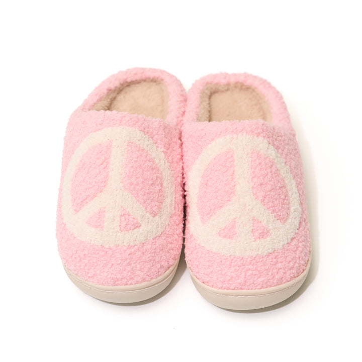 Girl's (10-14) Plush Slippers with a PEACE Design