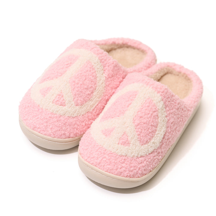 Girl's (10-14) Plush Slippers with a PEACE Design