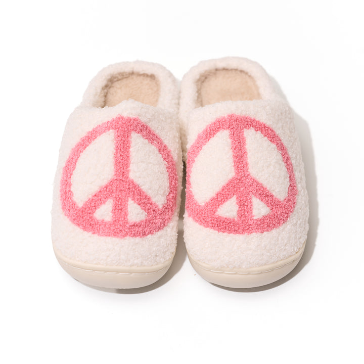 Girl's (10-14) Plush Slippers with a PEACE Design