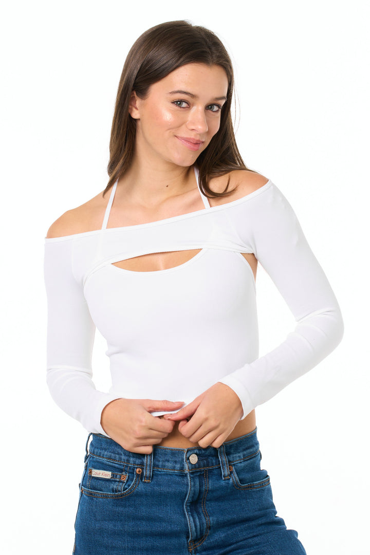 Junior Double Layered Long Sleeve Halter Top