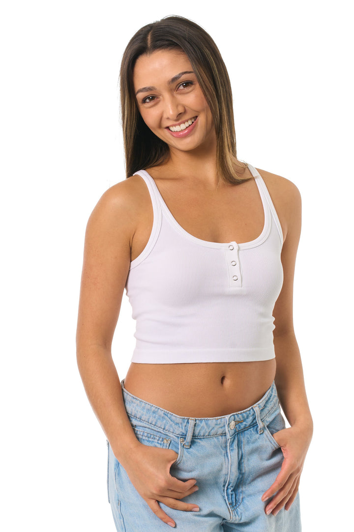 Junior's Snap Crop Tank Top