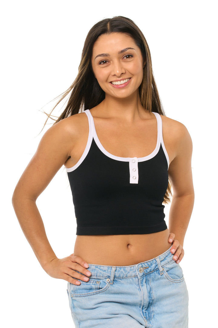 Junior's Snap Crop Tank Top