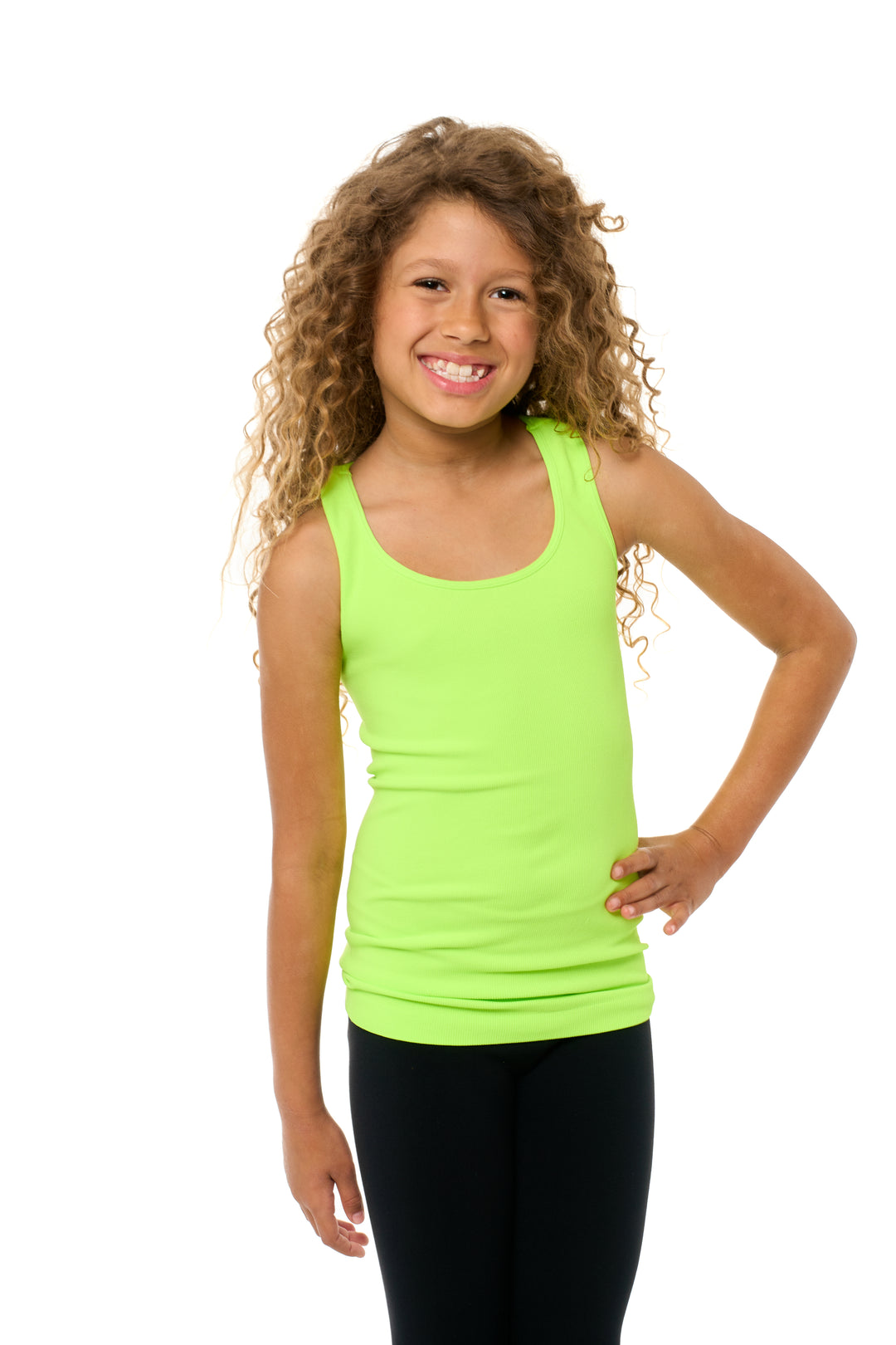 Girl's (7-10) Solid Ribbed Racer Back Tank Top