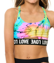 Girl's (8-14) Tie Dye with Love Band Sport Bra