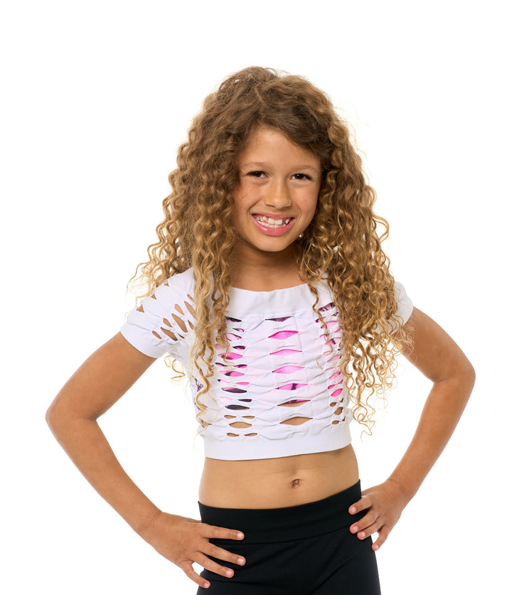 Girl's (7-10) Short Sleeve Malibu Mesh Top