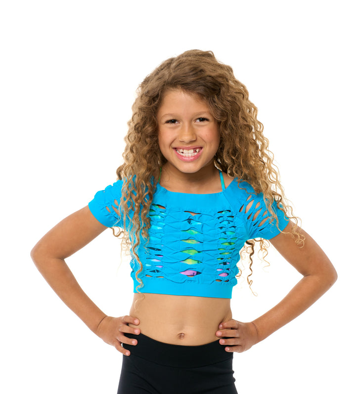 Girl's (7-10) Short Sleeve Malibu Mesh Top