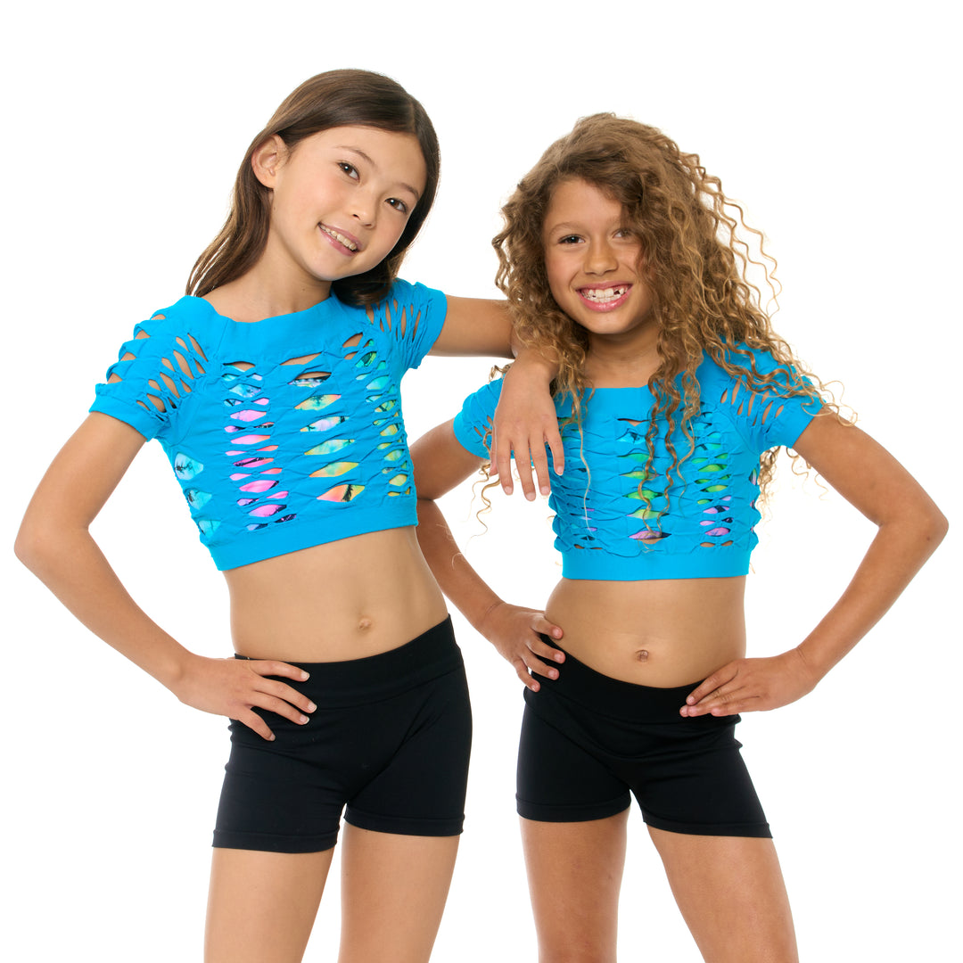 Girl's (7-10) Short Sleeve Malibu Mesh Top