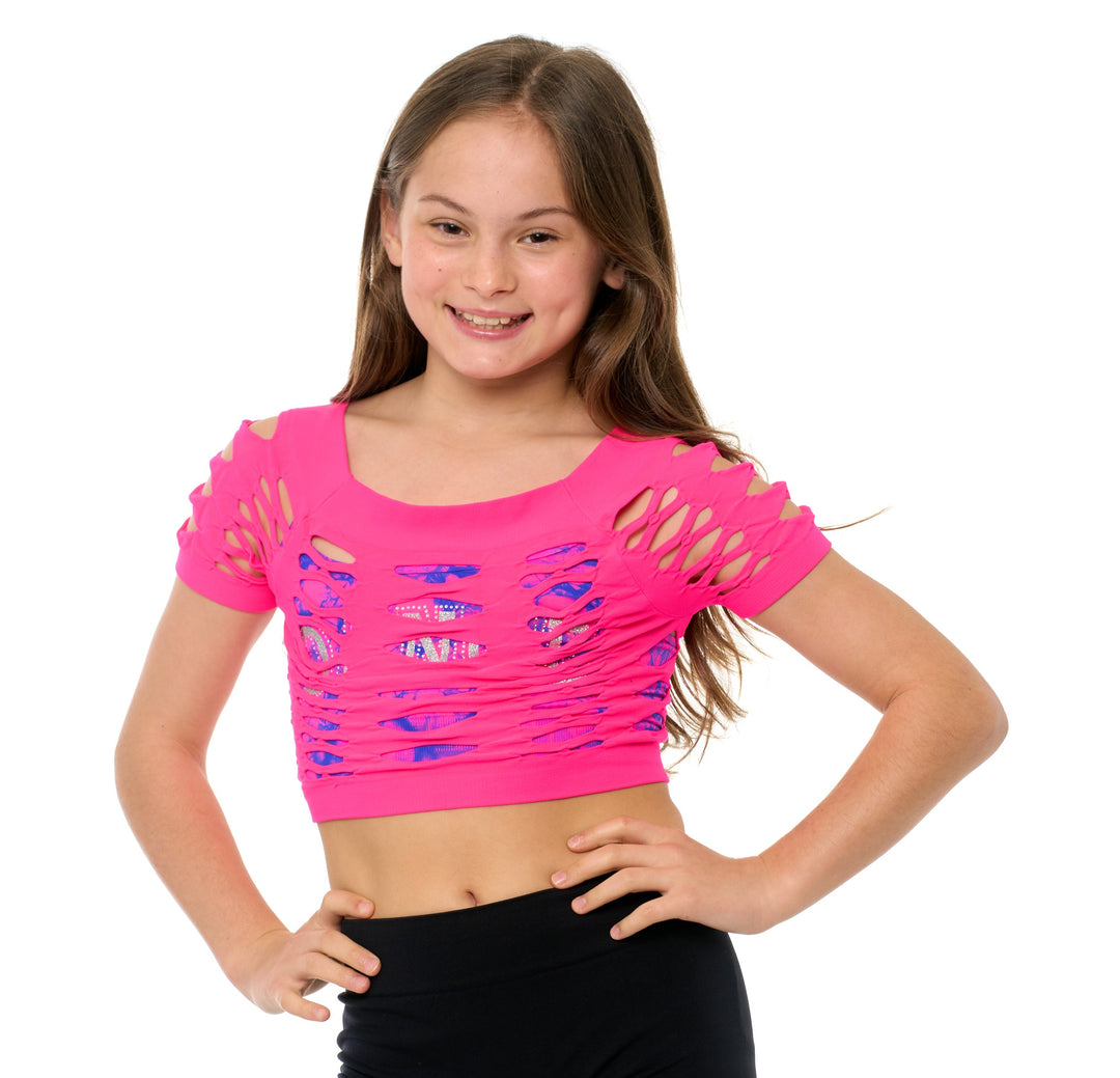 Girl's (8-14) Short Sleeve Malibu Mesh Top