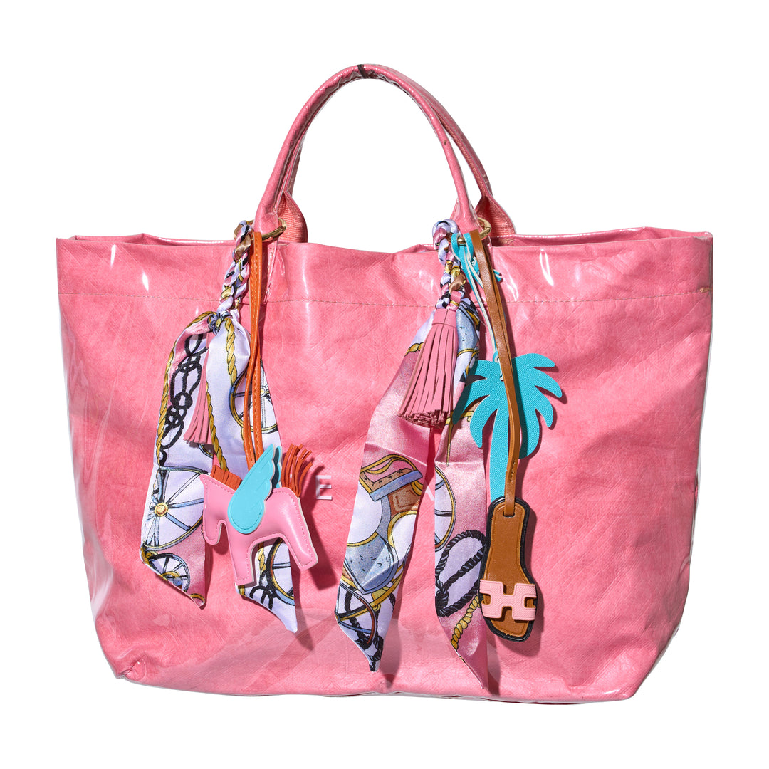 Faux Leather Designer Sandal w/ Twilly Scarf Bag Charms