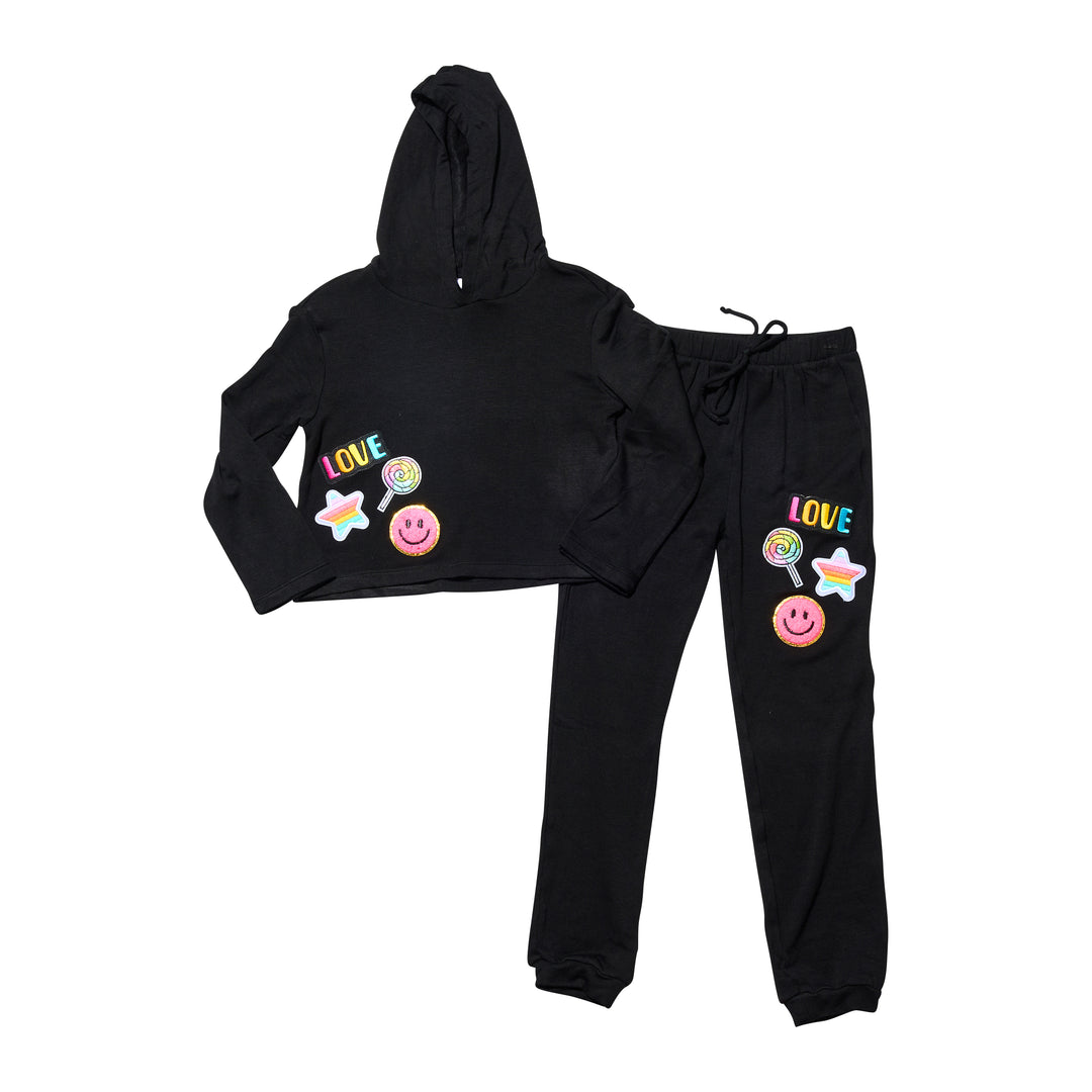 Girl's (8-14) Butter Fleece Hooded Sweatshirt with Assorted Patches