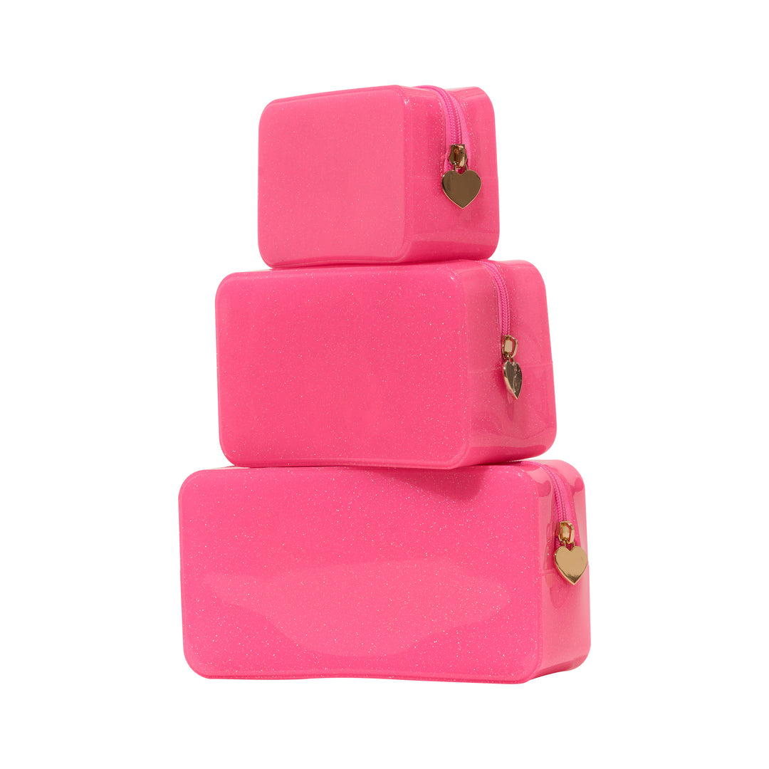 Malibu Jelly Glitter Pouch Collection - Bright Pink