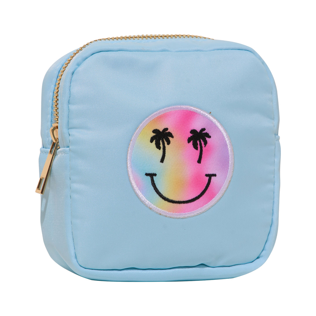 Nylon Pouch w/ Palm Tree Happy Face Chenile Patch - 6 COLORS