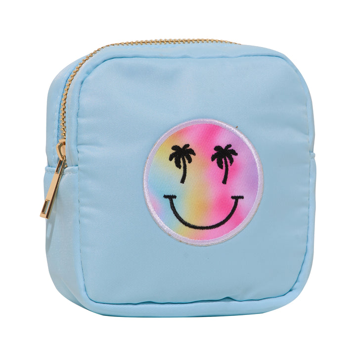 Nylon Pouch w/ Palm Tree Happy Face Chenile Patch - 6 COLORS