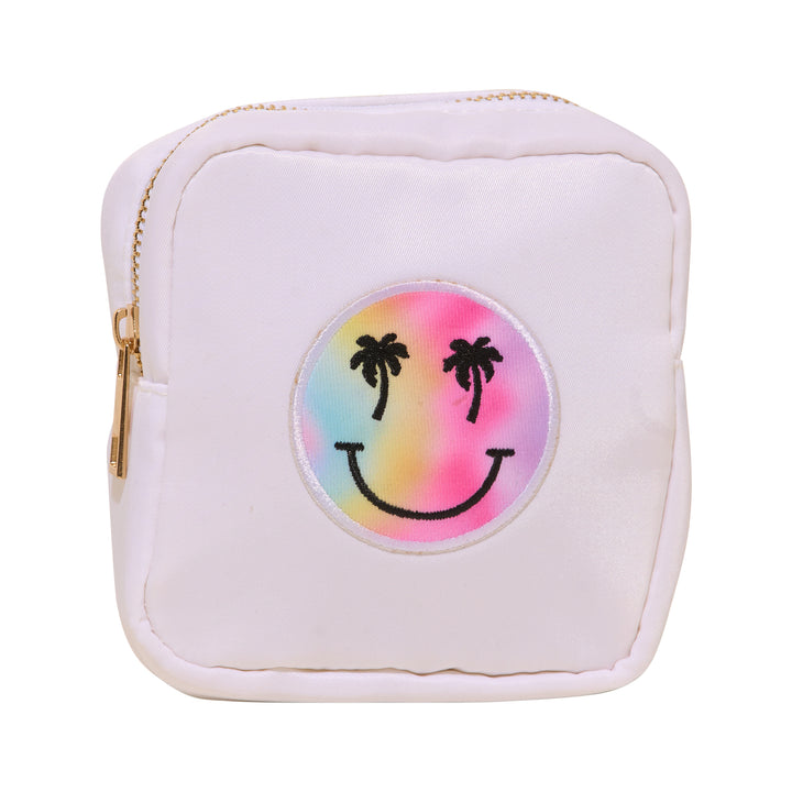 Nylon Pouch w/ Palm Tree Happy Face Chenile Patch - 6 COLORS